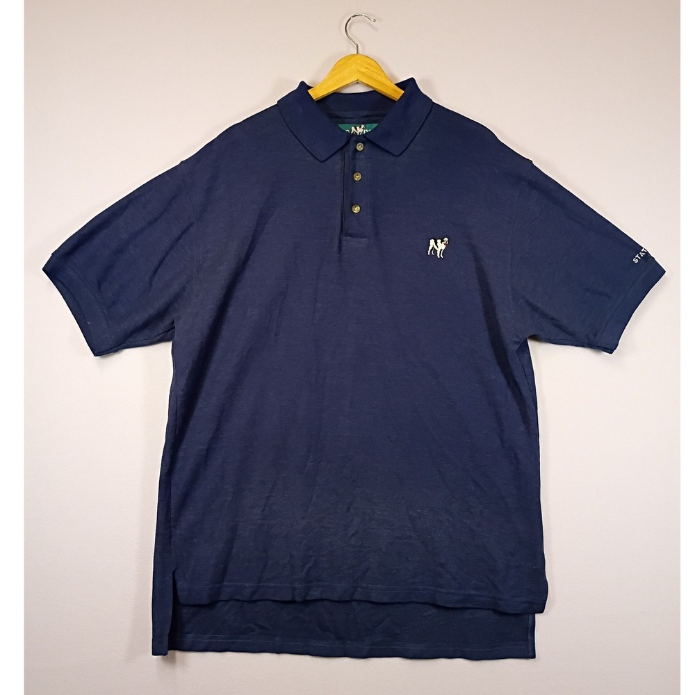 Dadcore Big Dogs Mens Large Navy Blue Short Sleeve State Farm Logo Polo Shirt